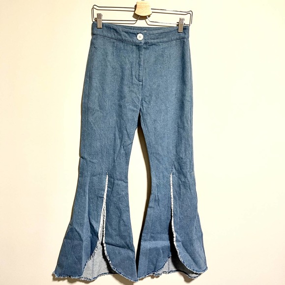 Revolve Petersyn Malibu Slit Front Raw Hem Flare Jeans BRAND NEW Boho - Picture 5 of 14